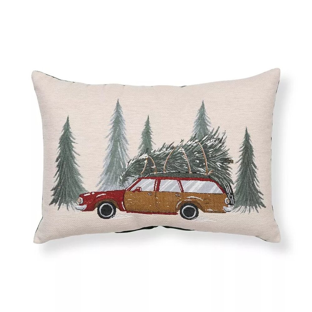 St. Nicholas Square Tan Home For The Holidays Throw Pillow